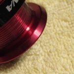 Spinning reels have an etched line or lip similar to the baitcasters.
