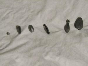 These are only a few of the weights you have to choose from when setting up a catfish rig