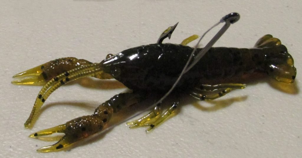 Back hooking a crustacean can keep it under control while being used as bait.