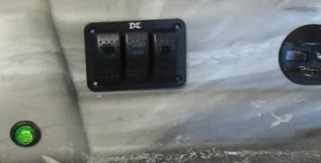 The power switches installed for the Catch 100 lights