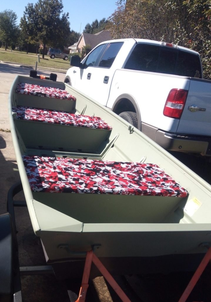 Our Jon Boat painted and carpeted