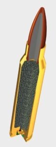 The configuration of the 5.56 creates a slightly higher powered trajectory from the .223.