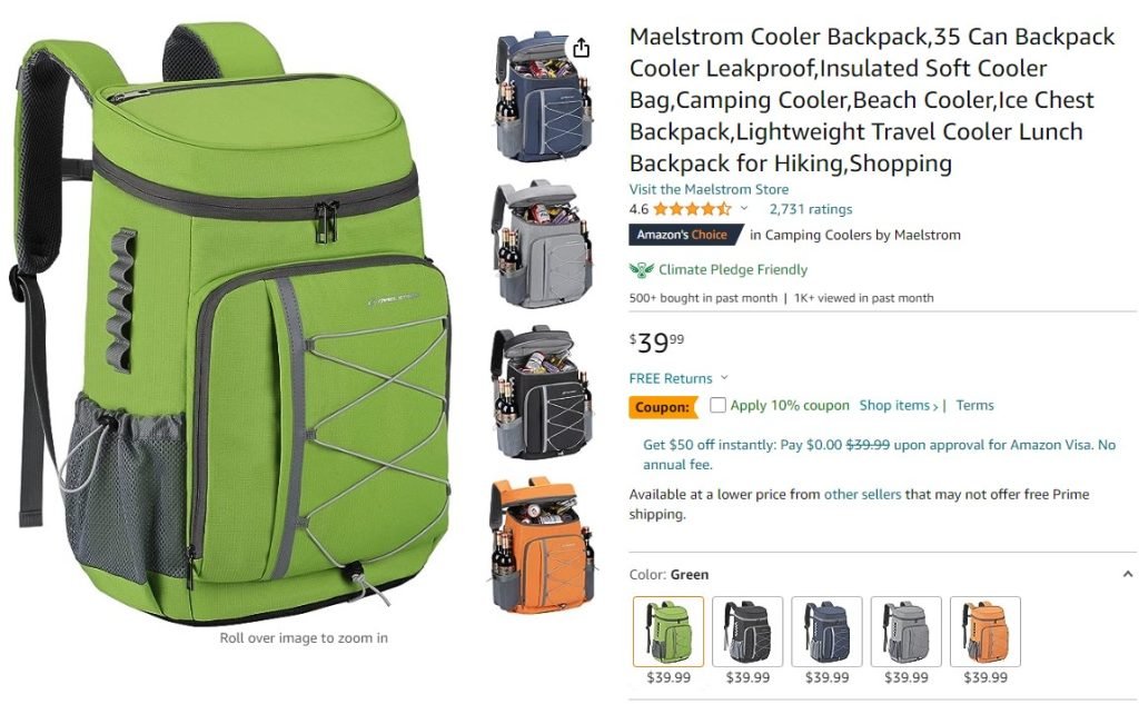 Backpack coolers are good for transport and can be stored in many ways onboard.