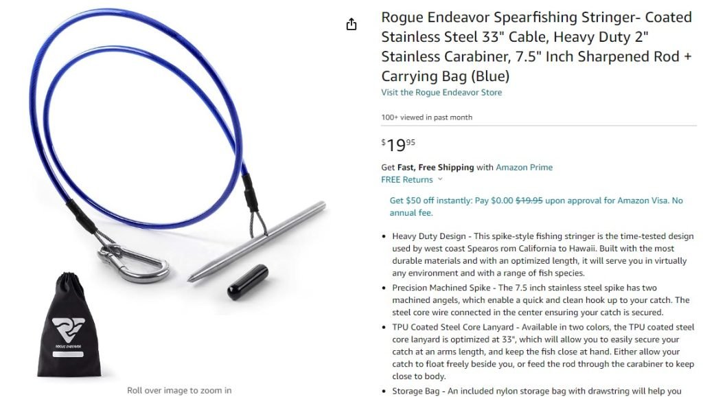 Stringers with a clip make attachment to your kayak very simple and quick when time is important.