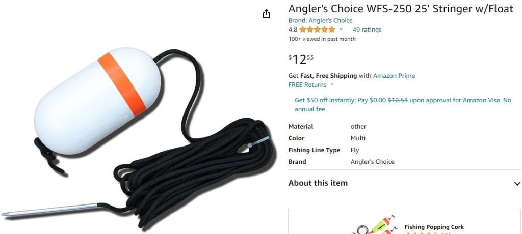 Stringers with a float are a great solution for kayak fishing.