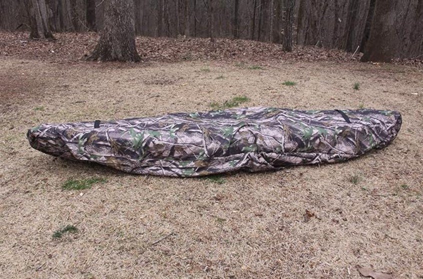 Pull your kayak up near brush and cover with proper camo to make it almost invisible.