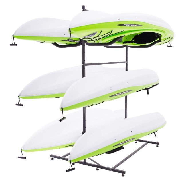 Metal racks may work better for the outdoor storage due to their weather resistance, lighter weight, and ease of moving.